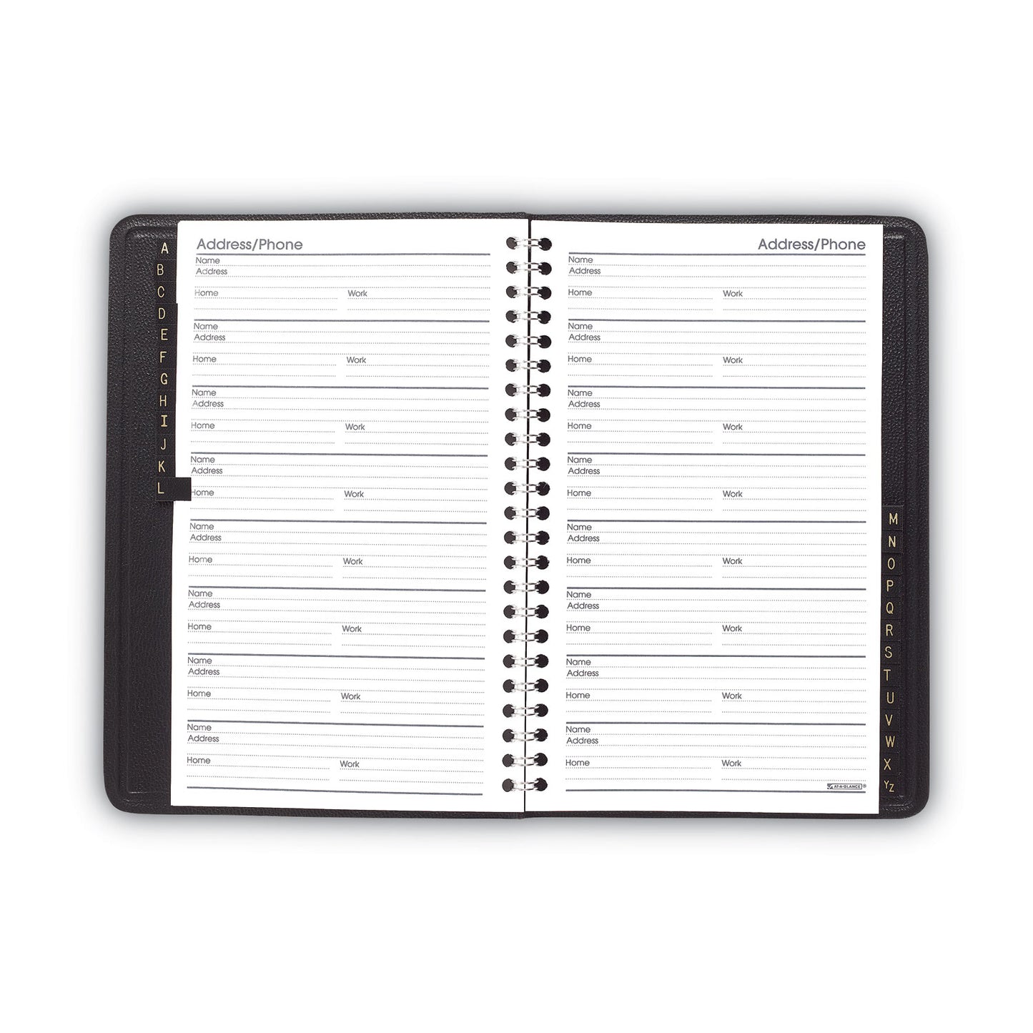 AT-A-GLANCE Telephone/Address Book, 4.78 x 8, Black Simulated Leather, 100 Sheets (8001105)