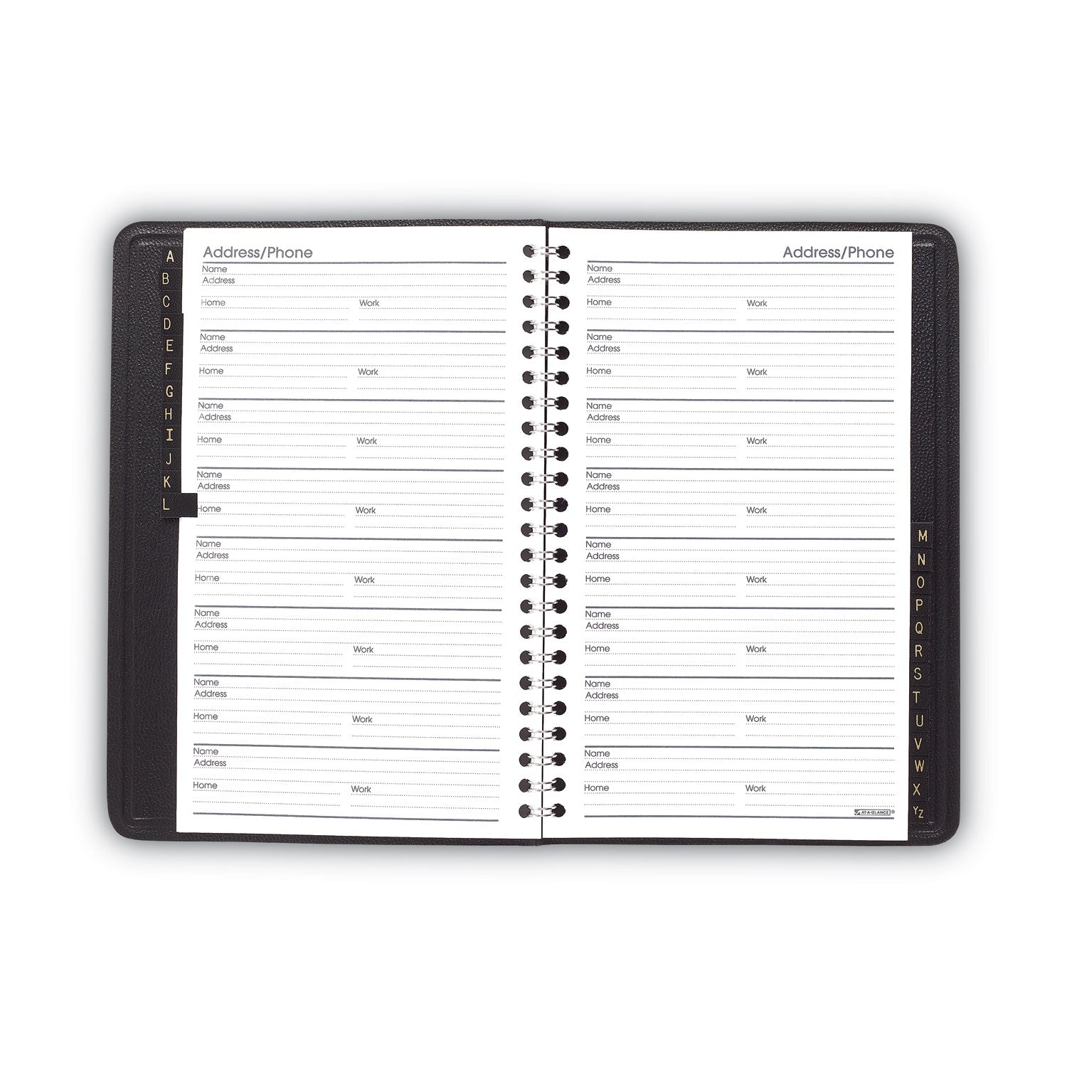 AT-A-GLANCE Telephone/Address Book, 4.78 x 8, Black Simulated Leather, 100 Sheets (8001105)