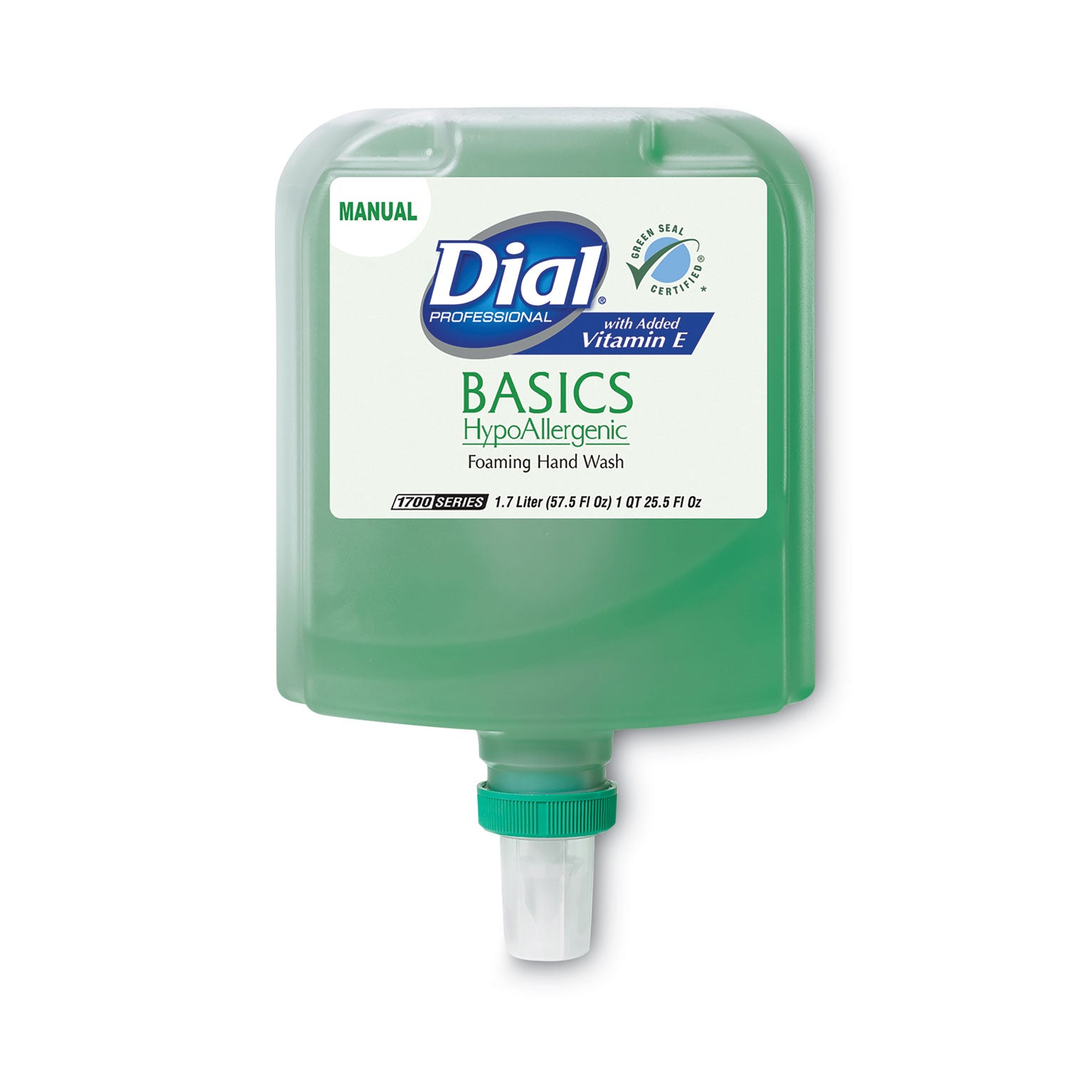 Dial Basics Hypoallergenic Foaming Hand Wash Refill for 1700 Dispenser, with Vitamin E, Honeysuckle Scent, 1.7 L, 3/Carton (32499)