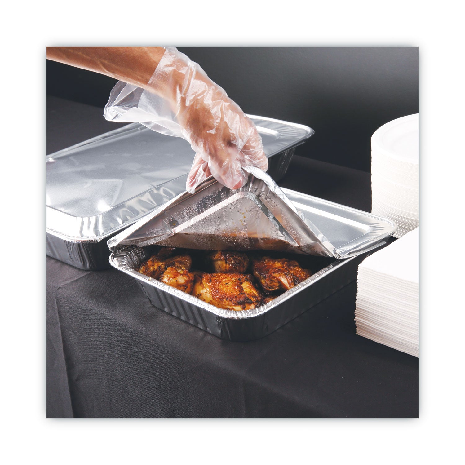 Boardwalk Aluminum Steam Table Pan Lids, Fits Half-Size Deep Pan, 290 Gauge, 0.63" Deep, 10.5 x 12.81, 100/Carton (LIDSTEAMHF)