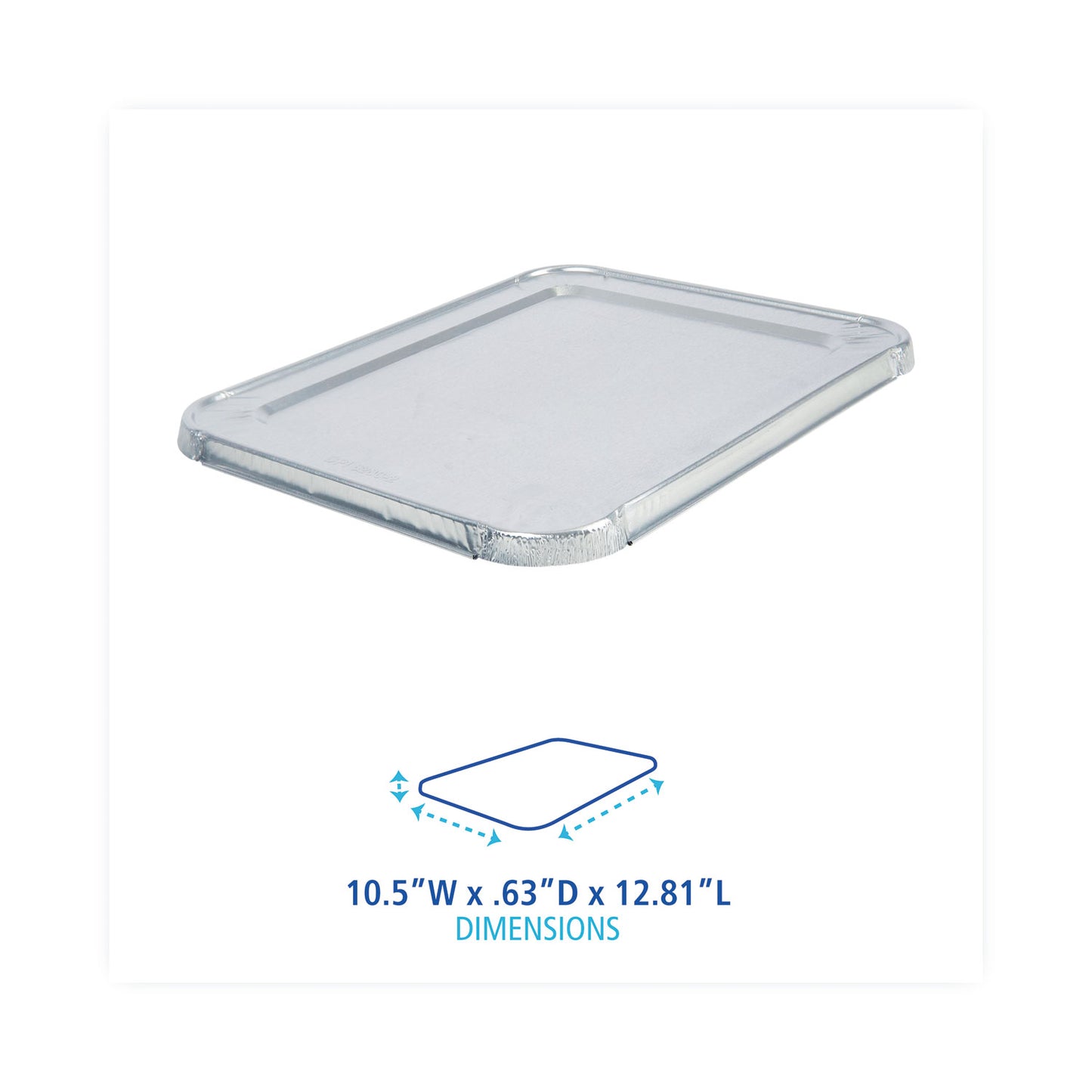 Boardwalk Aluminum Steam Table Pan Lids, Fits Half-Size Deep Pan, 290 Gauge, 0.63" Deep, 10.5 x 12.81, 100/Carton (LIDSTEAMHF)