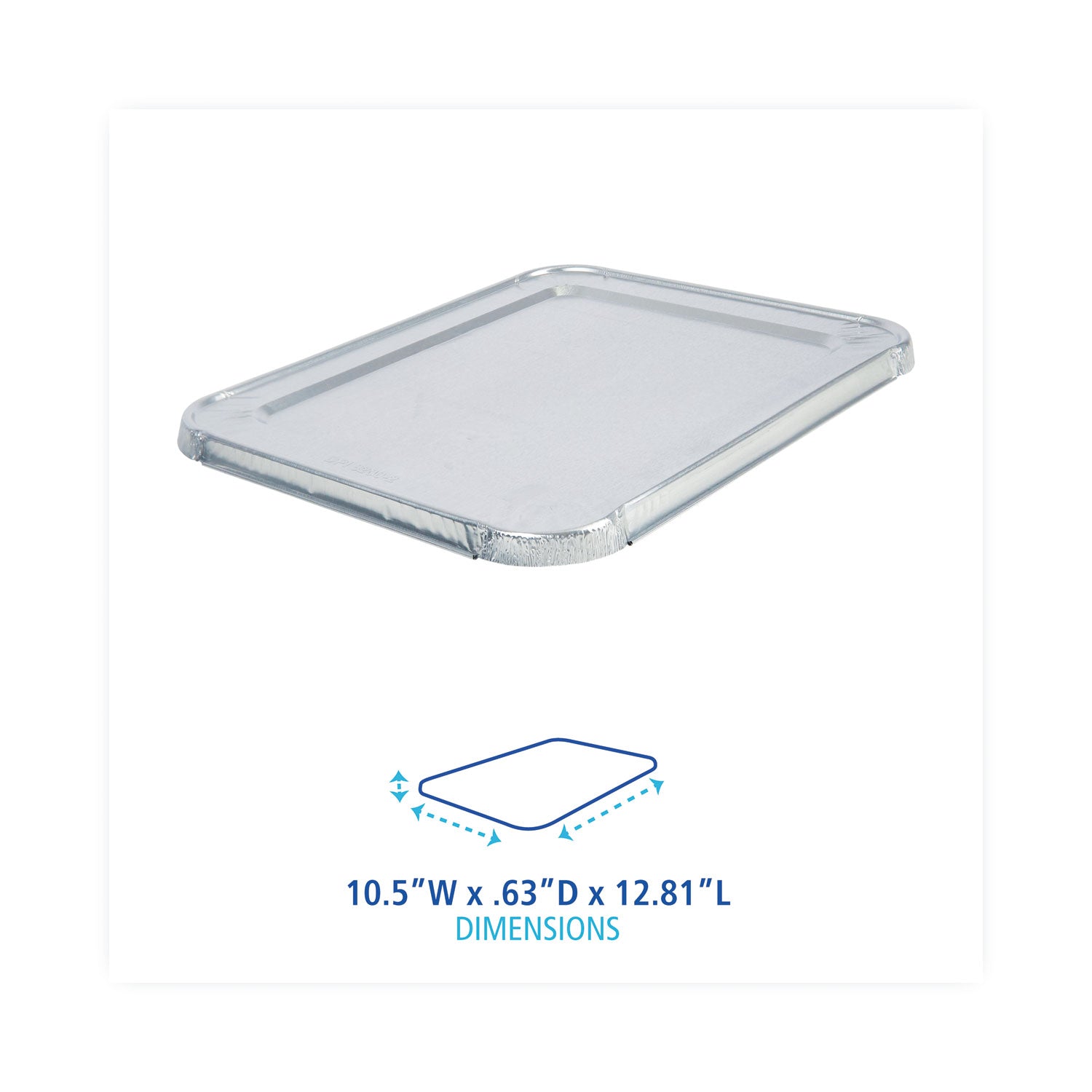 Boardwalk Aluminum Steam Table Pan Lids, Fits Half-Size Deep Pan, 290 Gauge, 0.63" Deep, 10.5 x 12.81, 100/Carton (LIDSTEAMHF)