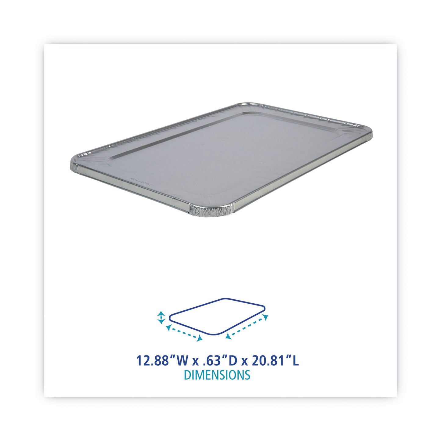 Boardwalk Aluminum Steam Table Pan Lids, Fits Full-Size Deep Pan, 380 Gauge, 0.63" Deep, 12.88 x 20.81, 50/Carton (LIDSTEAMFL)