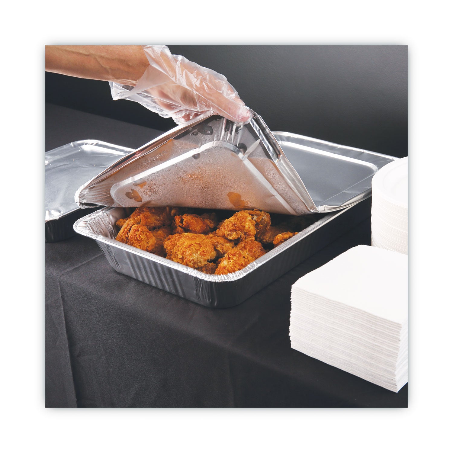 Boardwalk Aluminum Steam Table Pan Lids, Fits Full-Size Deep Pan, 380 Gauge, 0.63" Deep, 12.88 x 20.81, 50/Carton (LIDSTEAMFL)