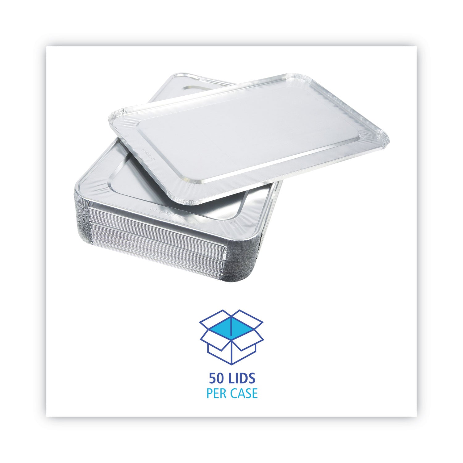 Boardwalk Aluminum Steam Table Pan Lids, Fits Full-Size Deep Pan, 380 Gauge, 0.63" Deep, 12.88 x 20.81, 50/Carton (LIDSTEAMFL)