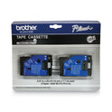 Brother TC Tape Cartridges for P-Touch Labelers, 0.47" x 25.2 ft, Black on Clear, 2/Pack (TC10)