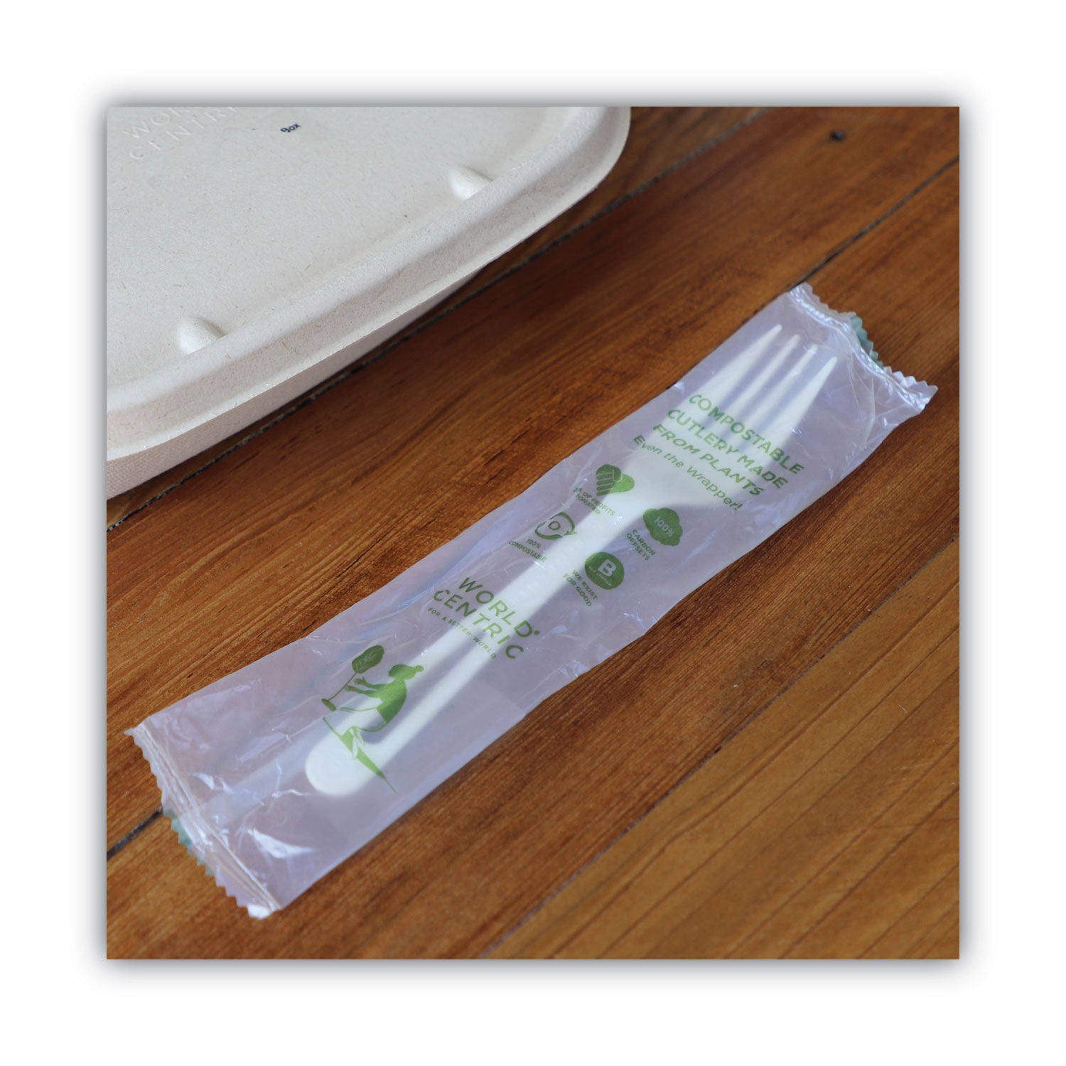 World Centric TPLA Compostable Cutlery, Fork, 6.3", White, 750/Carton (FOPSI)