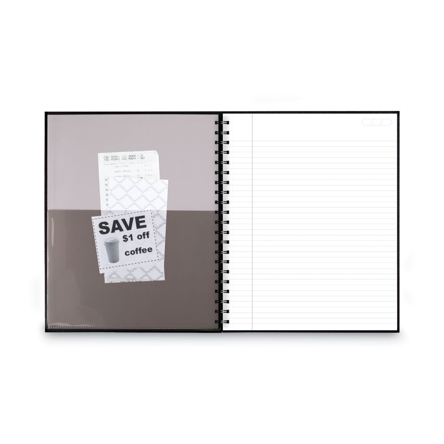 Cambridge Limited Hardbound Notebook with Pocket, 1-Subject, Wide/Legal Rule, Black Cover, (96) 11 x 8.5 Sheets (06100)