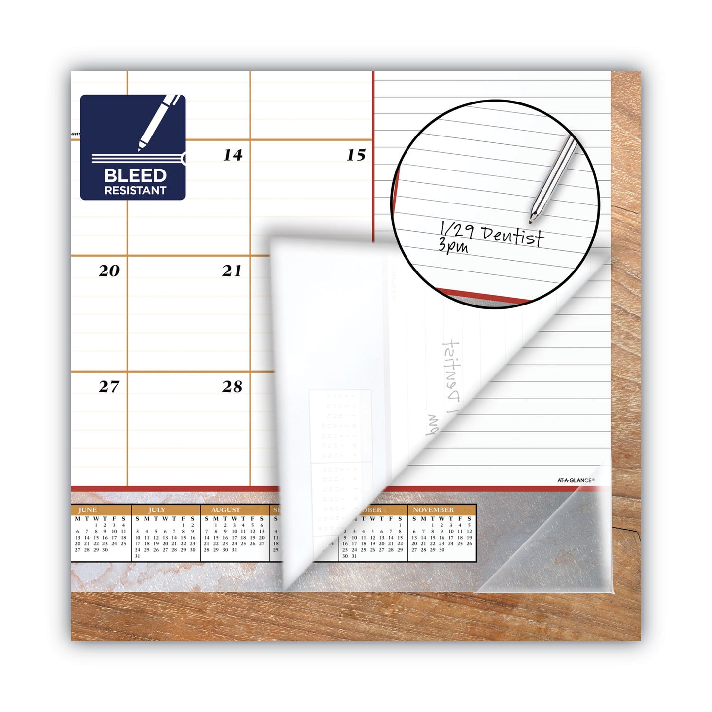 AT-A-GLANCE Marbled Desk Pad, Marbled Stone Artwork, 22 x 17, White/Multicolor Sheets, Clear Corners, 12-Month (Jan to Dec): 2025 (89702)