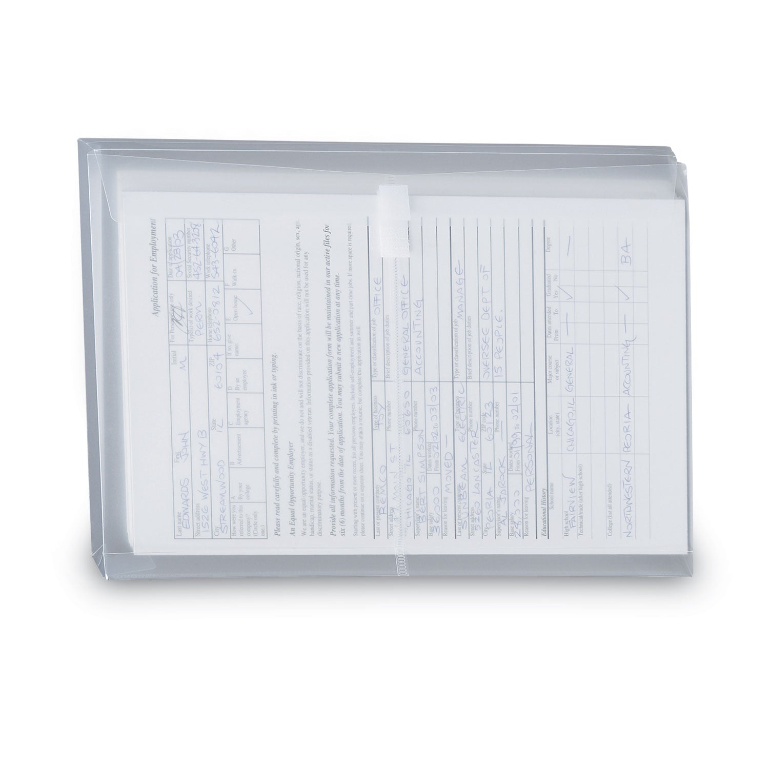 Smead Poly Side-Load Envelopes, Fold-Over Closure, 9.75 x 11.63, Clear, 5/Pack (89661)