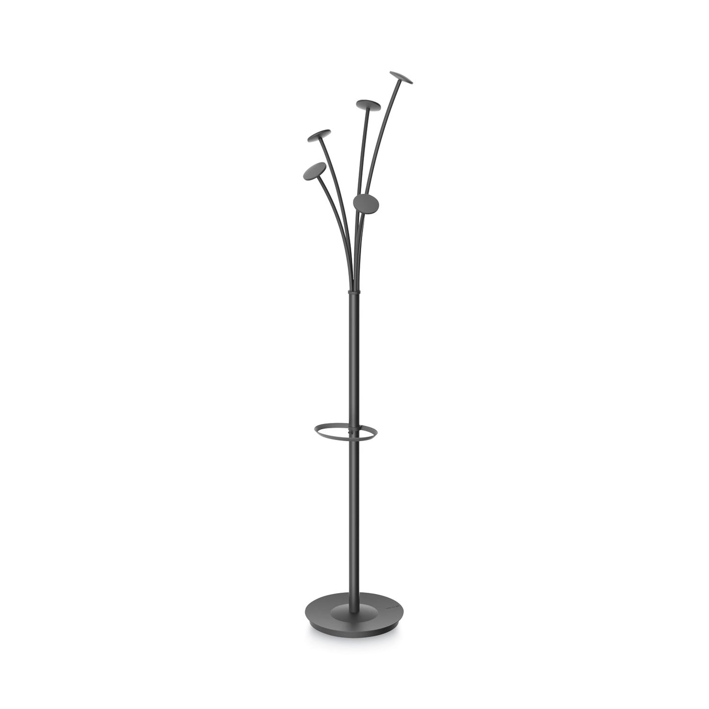 Alba Festival Coat Stand with Umbrella Holder, Five Knobs, 14w x 14d x 73.67h, Black (PMFESTN)