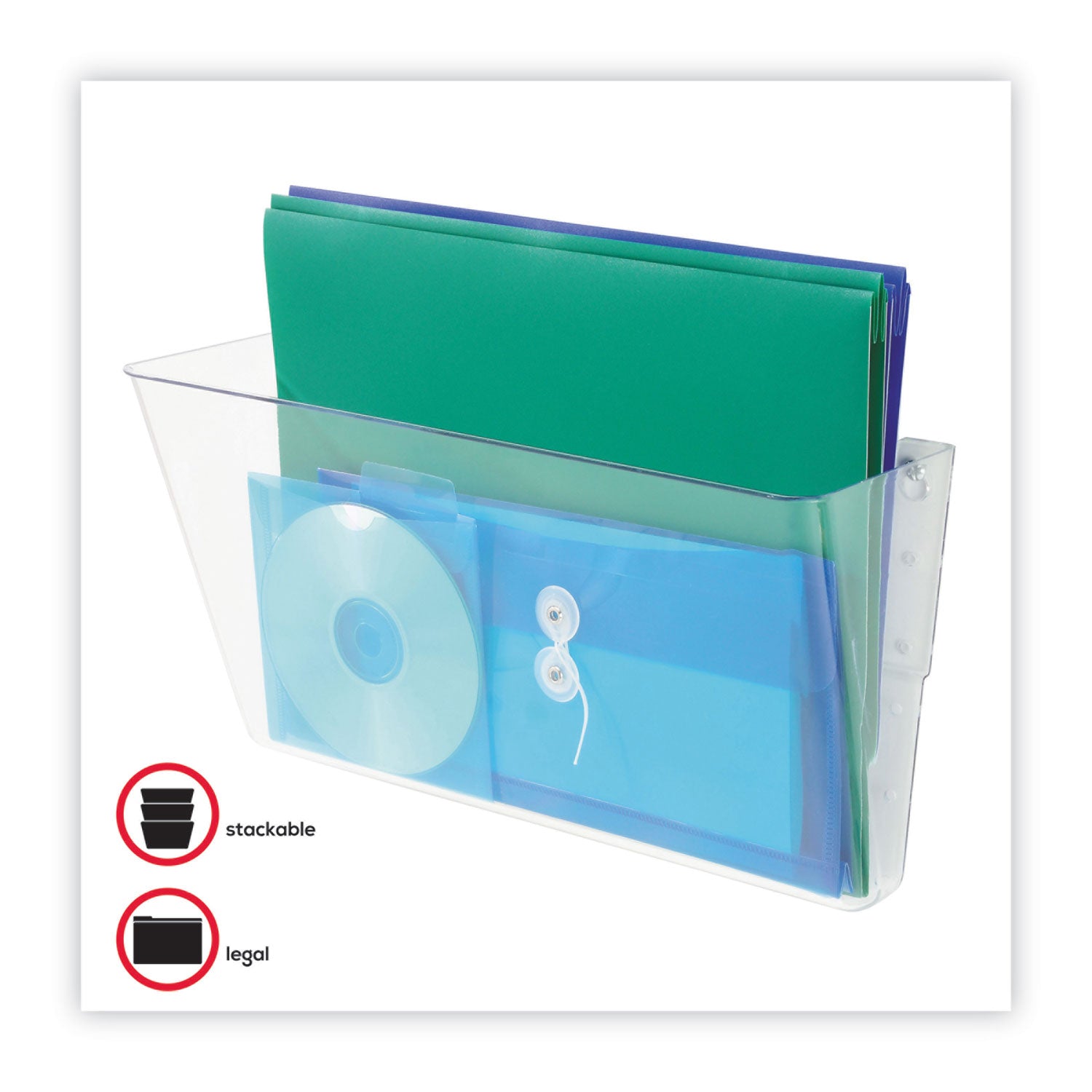 Deflecto Stackable DocuPocket Wall File, Legal Size, 16.25" x 4" , Clear (74301)