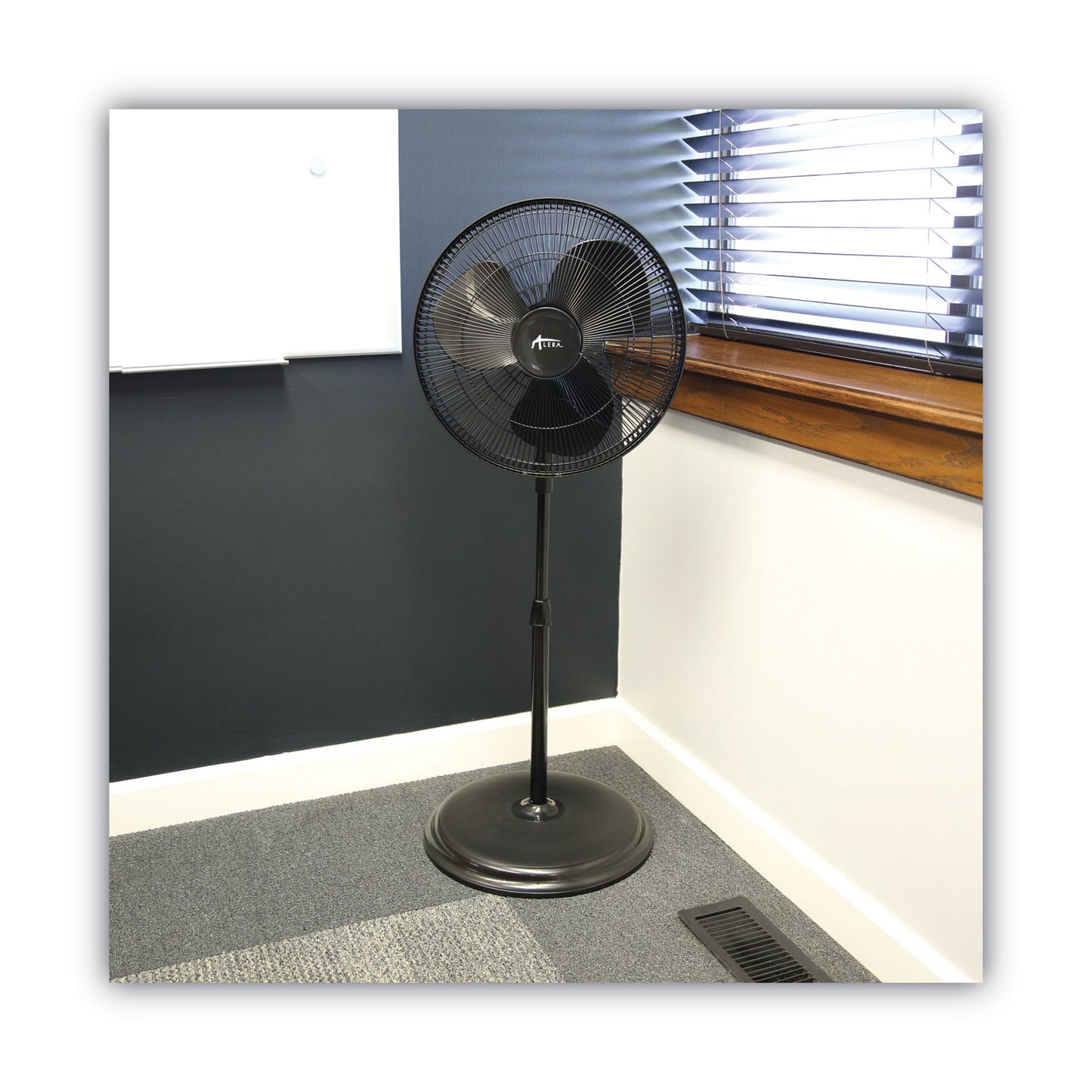 Alera 16" 3-Speed Oscillating Pedestal Stand Fan, Metal, Plastic, Black (FANP16B)