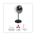 Alera 16" 3-Speed Oscillating Pedestal Stand Fan, Metal, Plastic, Black (FANP16B)