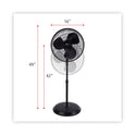 Alera 16" 3-Speed Oscillating Pedestal Stand Fan, Metal, Plastic, Black (FANP16B)