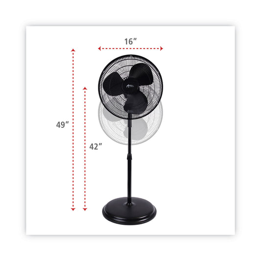 Alera 16" 3-Speed Oscillating Pedestal Stand Fan, Metal, Plastic, Black (FANP16B)