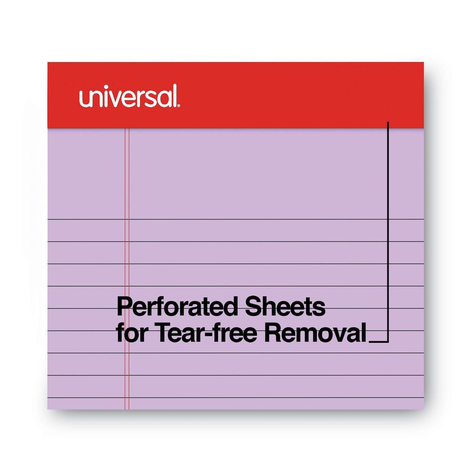 Universal Colored Perforated Ruled Writing Pads, Narrow Rule, 50 Orchid 5 x 8 Sheets, Dozen (35854)