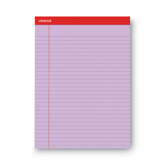 Universal Colored Perforated Ruled Writing Pads, Wide/Legal Rule, 50 Assorted Color 8.5 x 11.75 Sheets, 6/Pack (35878)