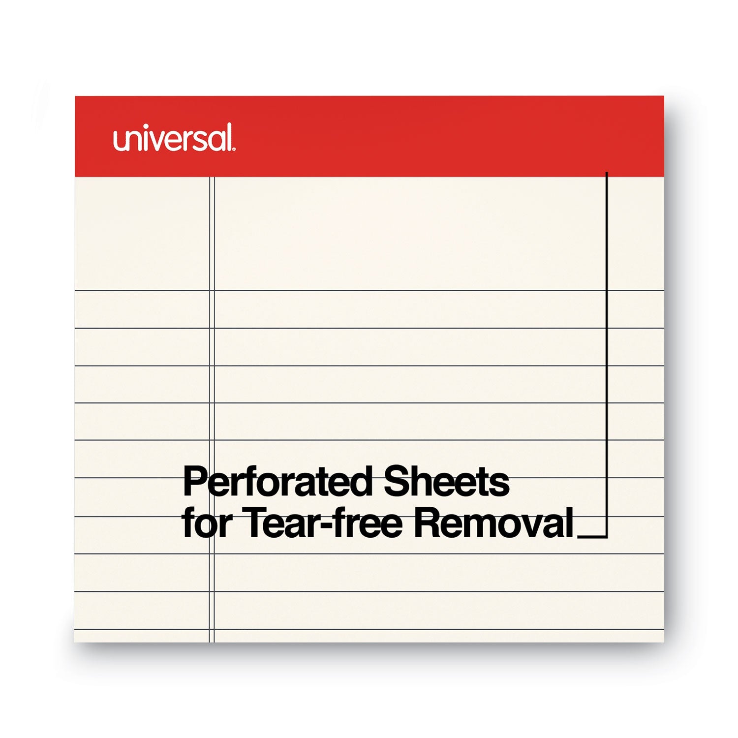 Universal Colored Perforated Ruled Writing Pads, Letter Size Pad (8.5 x 11.75), Wide/Legal Rule, 50 Ivory 8.5 x 11 Sheets, Dozen (35882)