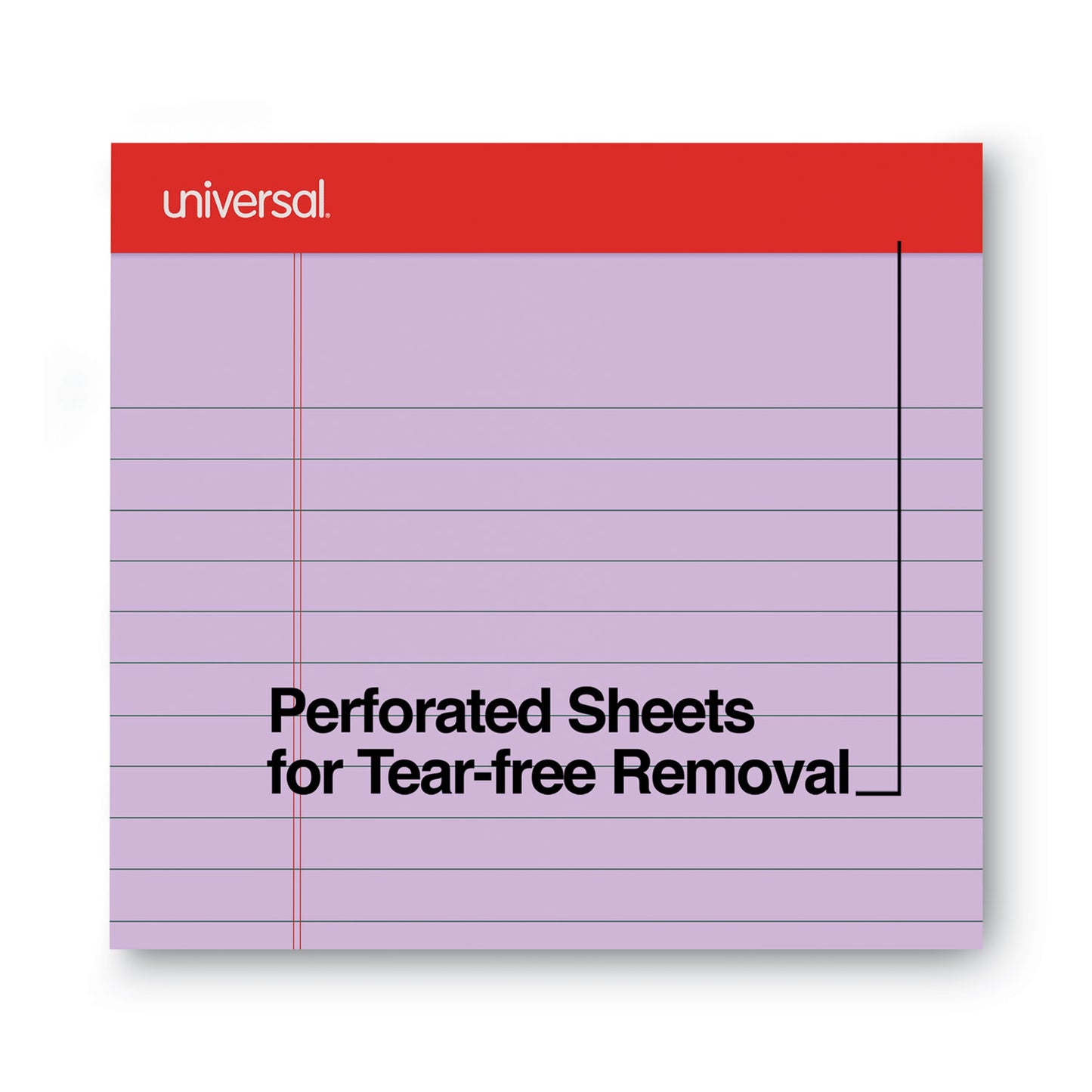 Universal Colored Perforated Ruled Writing Pads, Wide/Legal Rule, 50 Orchid 8.5 x 11 Sheets, Dozen (35884)