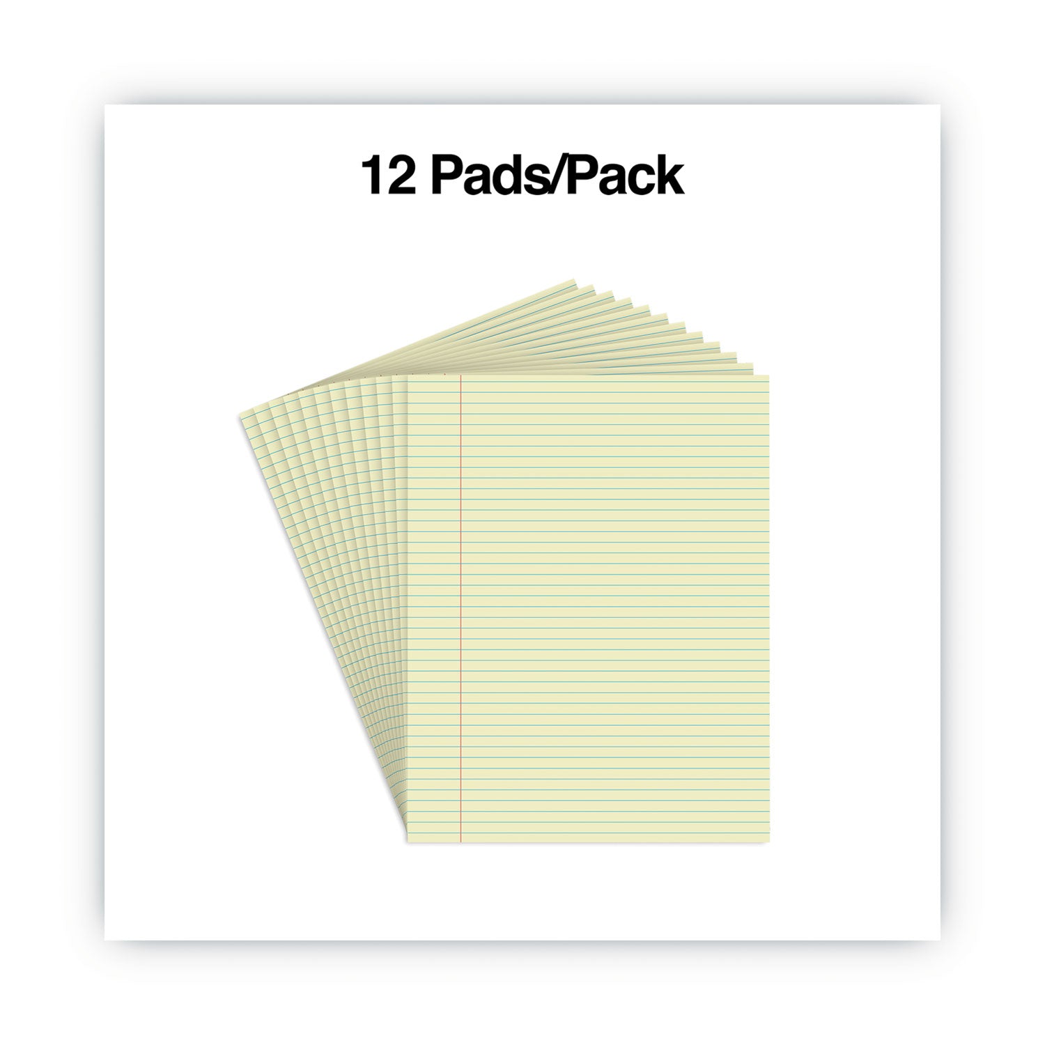 Universal Glue Top Pads, Narrow Rule, 50 Canary-Yellow 8.5 x 11 Sheets, Dozen (42000)