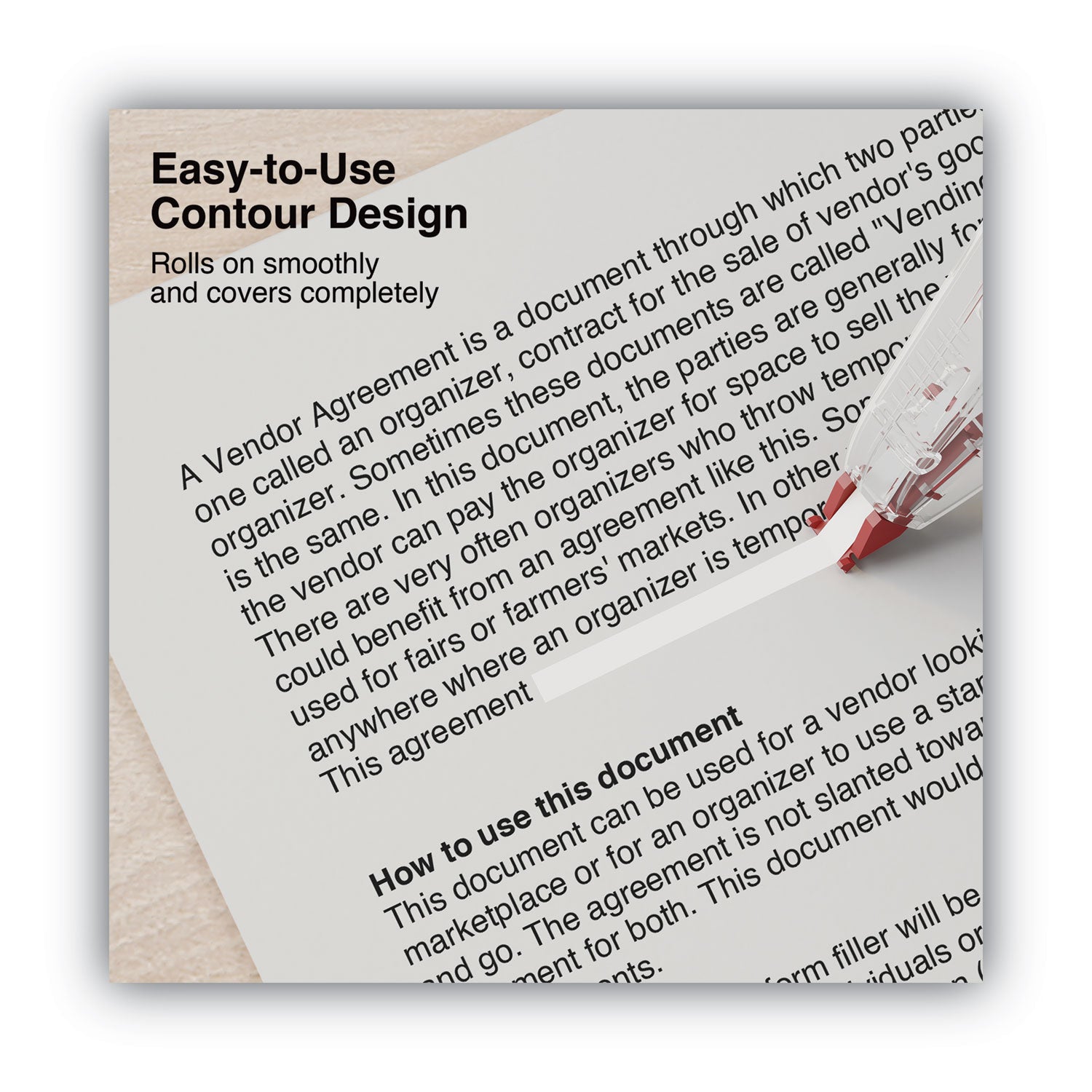 Universal Correction Tape Dispenser, Non-Refillable, Transparent Red Applicator, 0.2" x 315", 2/Pack (75602)