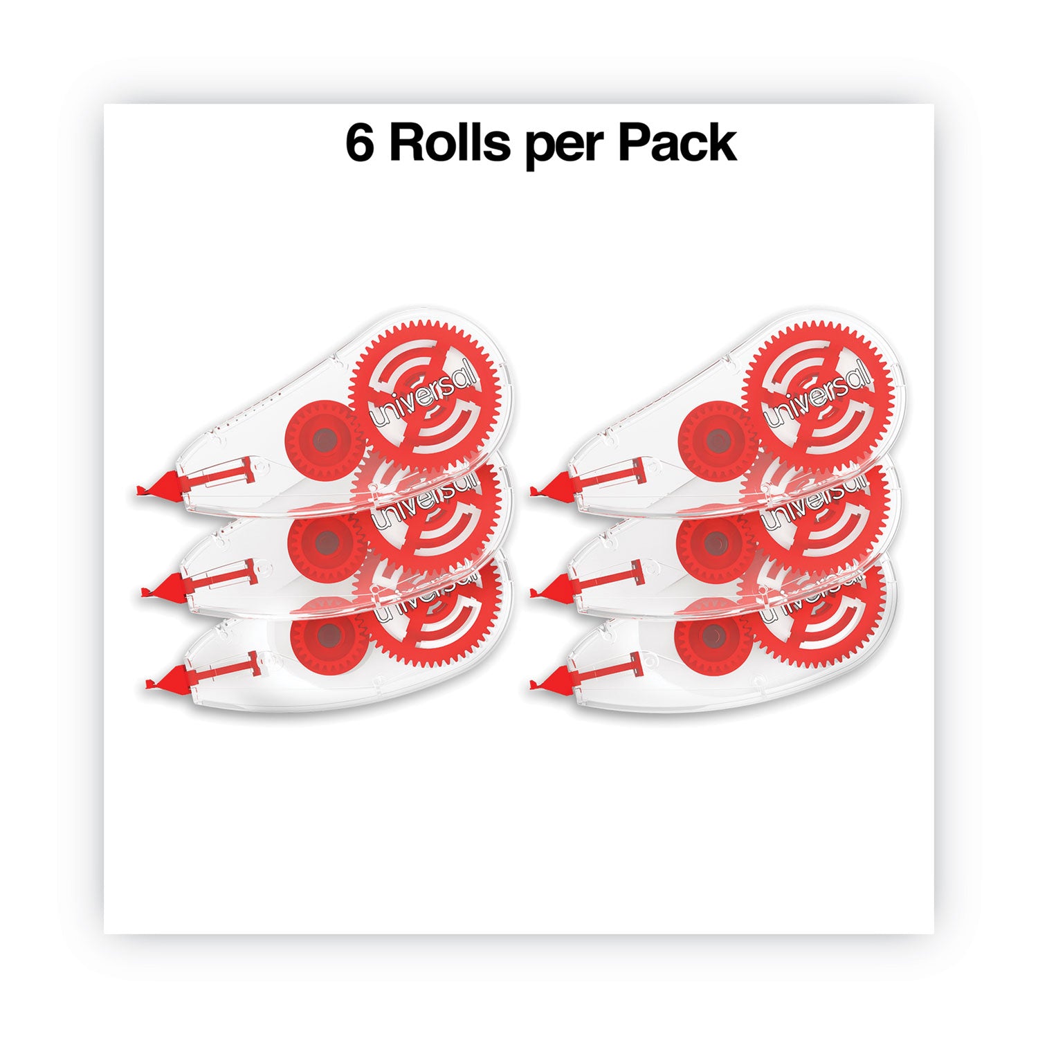 Universal Correction Tape Dispenser, Non-Refillable, White Applicator, 0.2" x 315", 6/Pack (75606)
