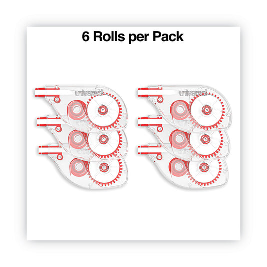 Universal Side-Application Correction Tape, Transparent Red Applicator, 0.2" x 393", 6/Pack (75610)