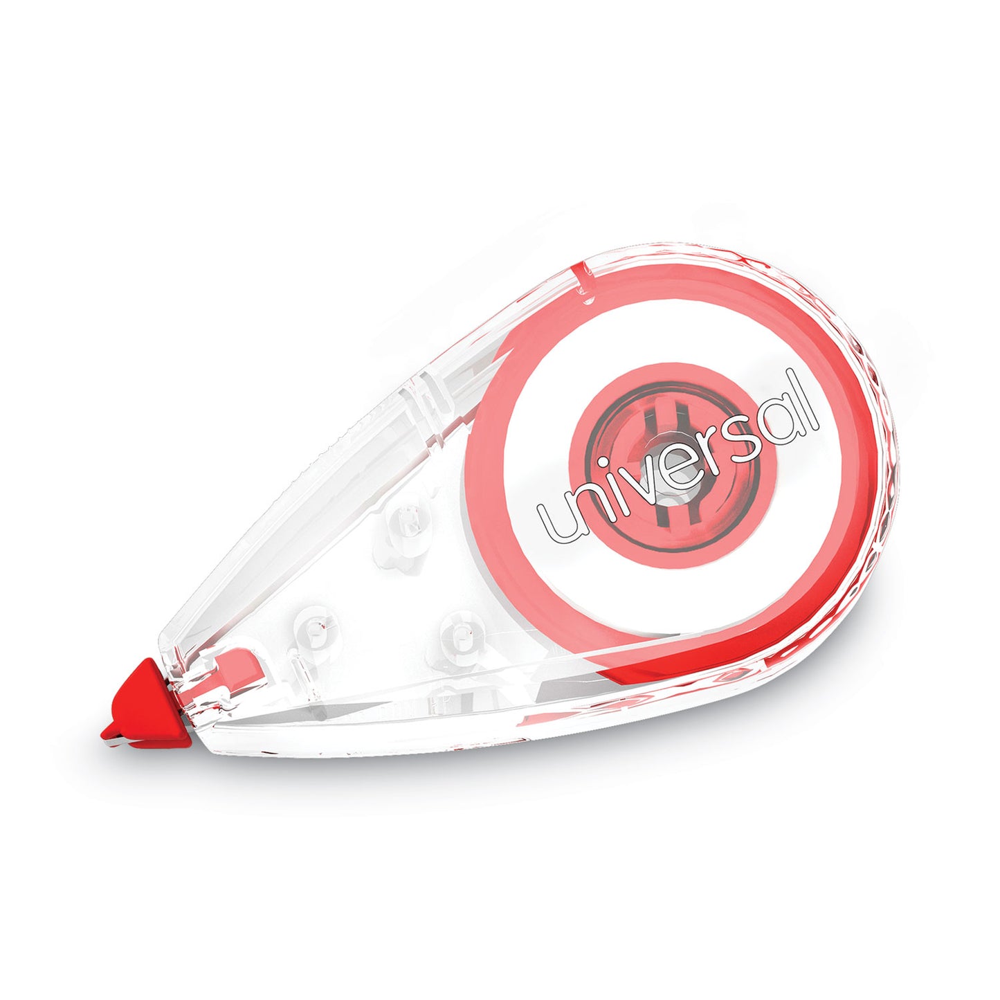 Universal Correction Tape, Mini Economy, Non-Refillable, Clear/Red Applicator, 0.25" x 275", 10/Pack (75611)