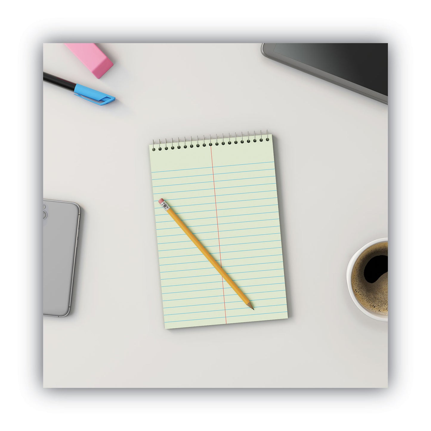 Universal Steno Pads, Gregg Rule, Red Cover, 80 Green-Tint 6 x 9 Sheets (86920)