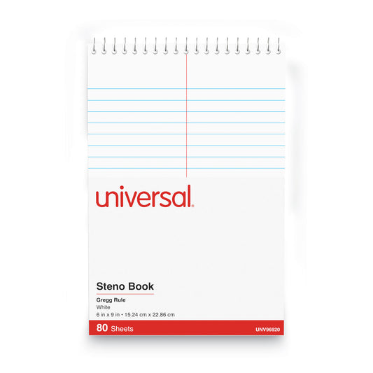 Universal Steno Pads, Gregg Rule, Red Cover, 80 White 6 x 9 Sheets (96920)