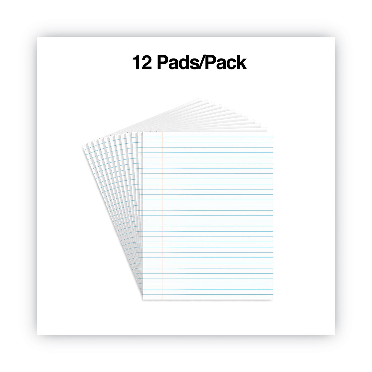 Universal Glue Top Pads, Wide/Legal Rule, 50 White 8.5 x 11 Sheets, Dozen (11000)