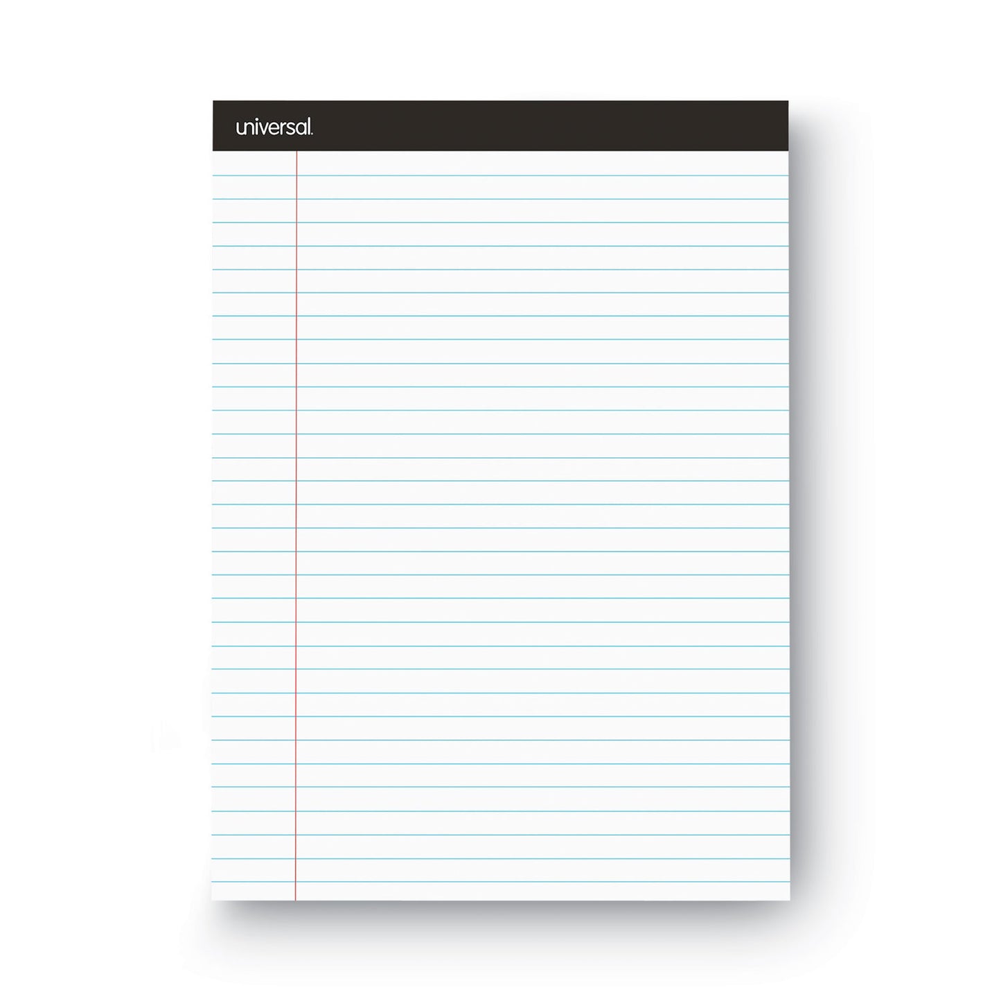 Universal Premium Ruled Writing Pads with Heavy-Duty Back, Wide/Legal Rule, Black Headband, 50 White 8.5 x 11 Sheets, 12/Pack (30730)