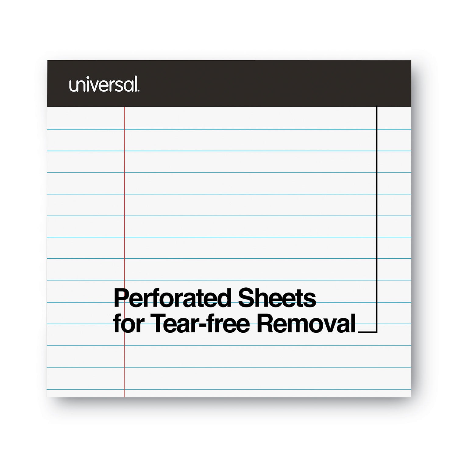 Universal Premium Ruled Writing Pads with Heavy-Duty Back, Wide/Legal Rule, Black Headband, 50 White 8.5 x 11 Sheets, 12/Pack (30730)