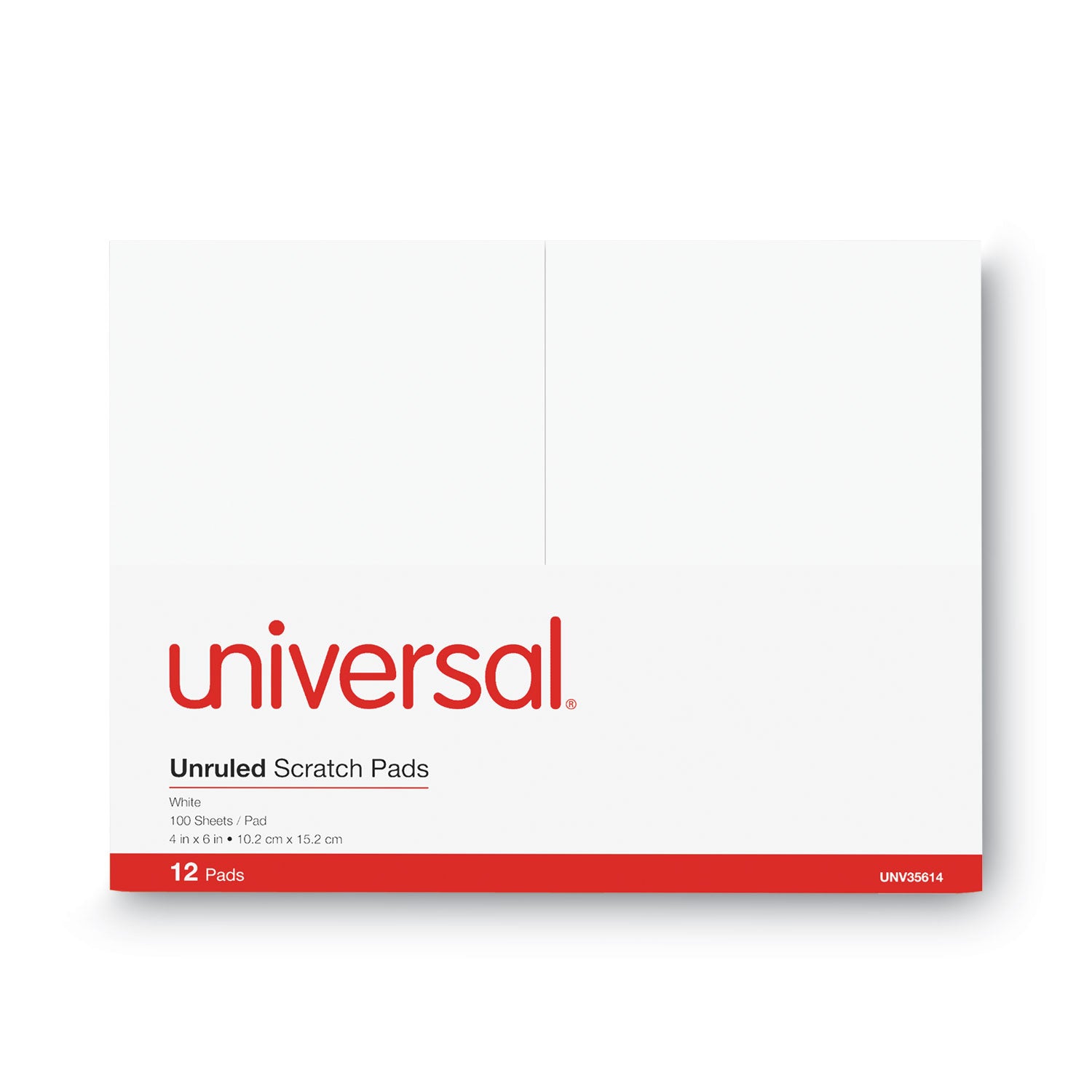 Universal Scratch Pads, Unruled, 4 x 6, White, 100 Sheets, 12/Pack (35614)