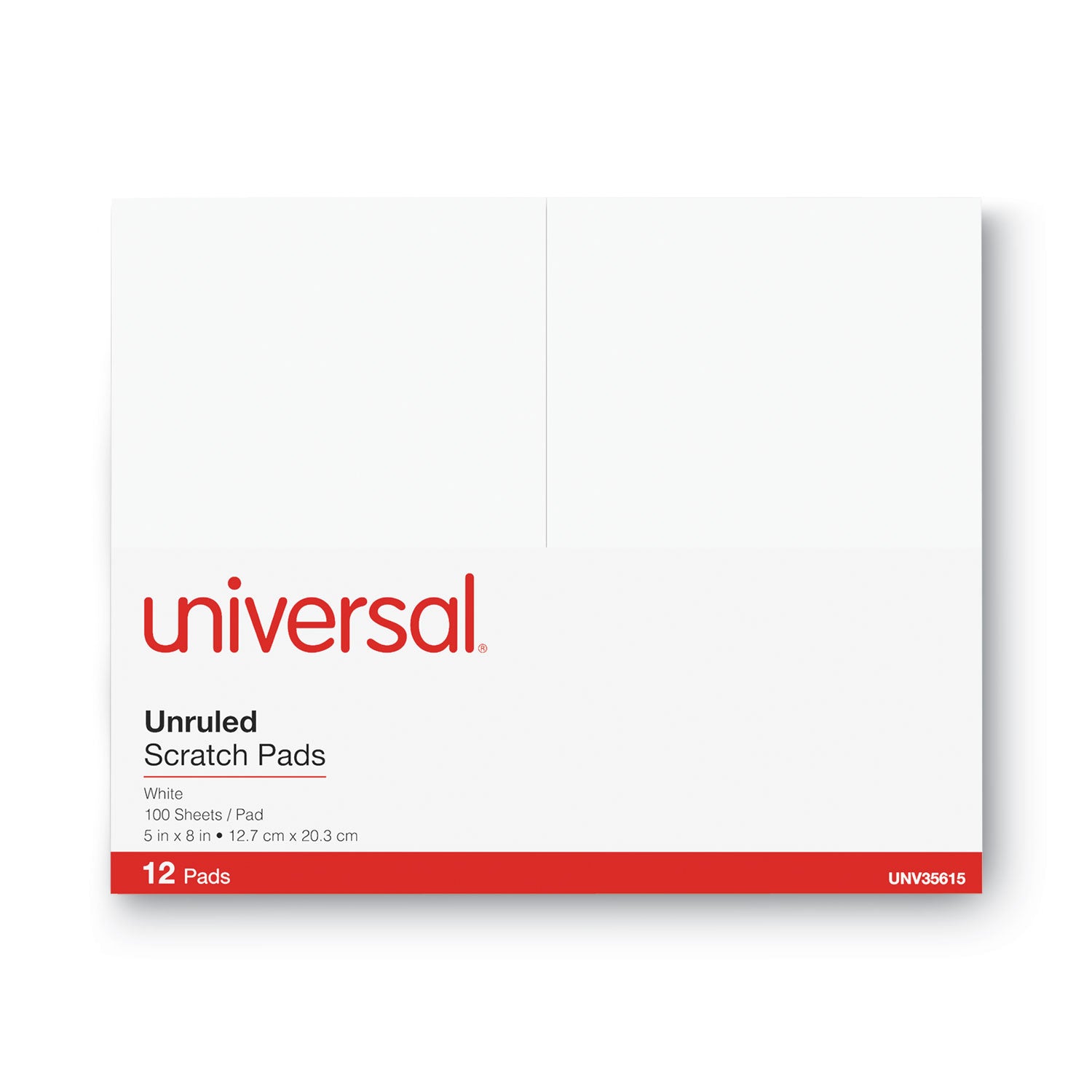 Universal Scratch Pads, Unruled, 5 x 8, White, 100 Sheets, 12/Pack (35615)