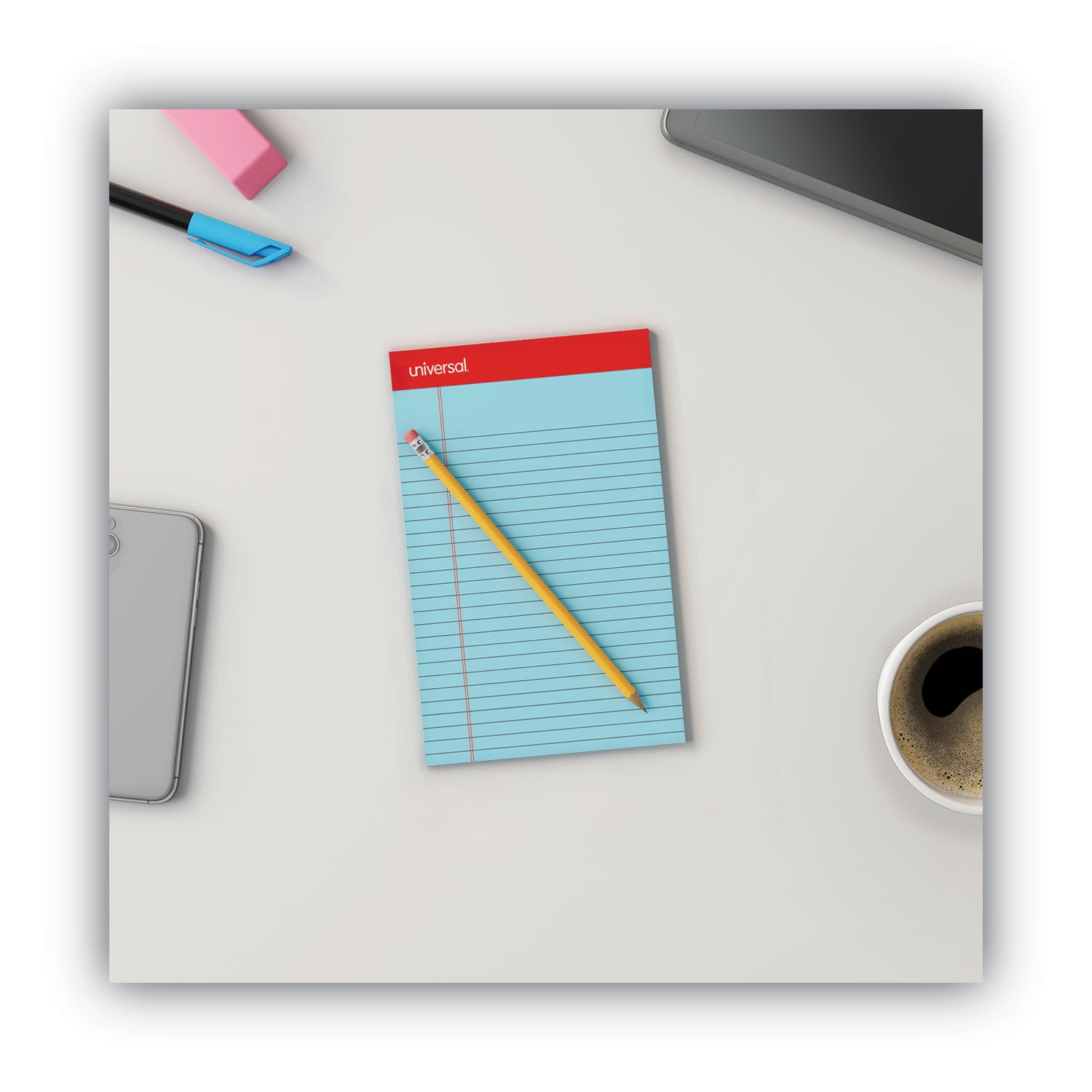 Universal Colored Perforated Ruled Writing Pads, Narrow Rule, 50 Blue 5 x 8 Sheets, Dozen (35850)