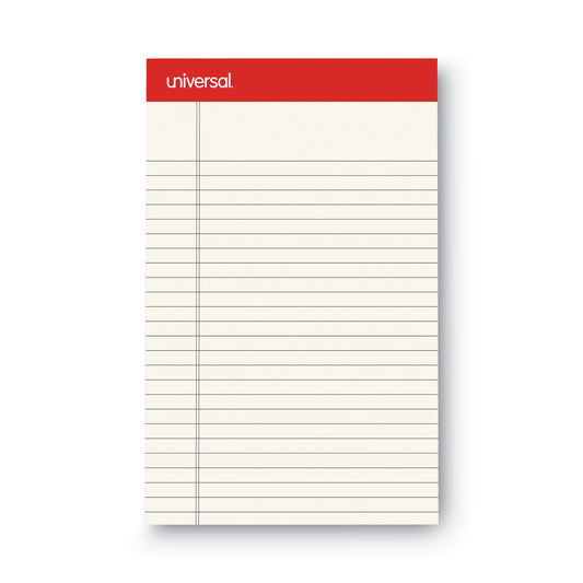 Universal Colored Perforated Ruled Writing Pads, Narrow Rule, 50 Ivory 5 x 8 Sheets, Dozen (35852)