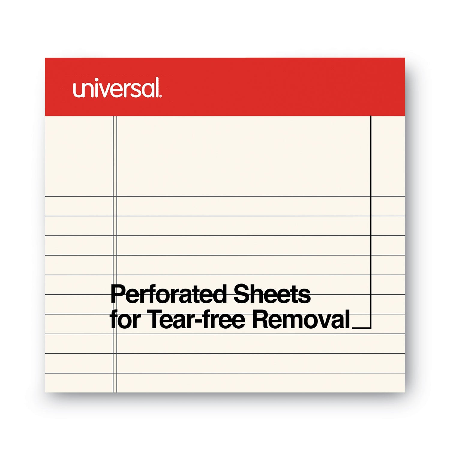 Universal Colored Perforated Ruled Writing Pads, Narrow Rule, 50 Ivory 5 x 8 Sheets, Dozen (35852)