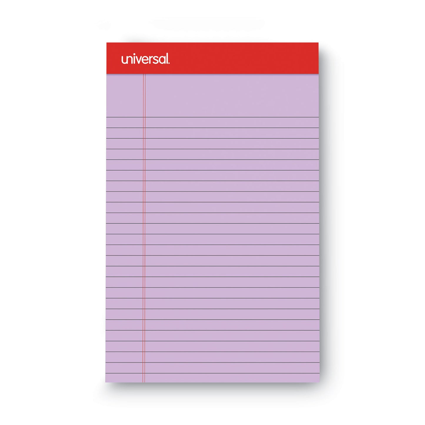 Universal Colored Perforated Ruled Writing Pads, Narrow Rule, 50 Orchid 5 x 8 Sheets, Dozen (35854)