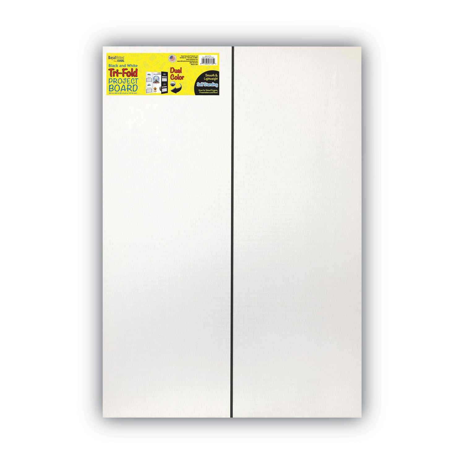 Eco Brites Two Cool Tri-Fold Poster Board, 36 x 48, Black/White, 6/Carton (27135)