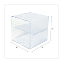 Deflecto Stackable Cube Organizer, Divided, 2 Compartments, Plastic, 6 x 6 x 6, Clear (350701)