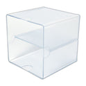 Deflecto Stackable Cube Organizer, Divided, 2 Compartments, Plastic, 6 x 6 x 6, Clear (350701)