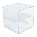 Deflecto Stackable Cube Organizer, Divided, 2 Compartments, Plastic, 6 x 6 x 6, Clear (350701)