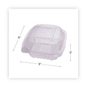 Eco-Products Renewable and Compostable Clear Clamshell Hinged Food Containers, 6 x 6 x 3, Plastic, 80/Pack, 3 Packs/Carton (EPLC6)