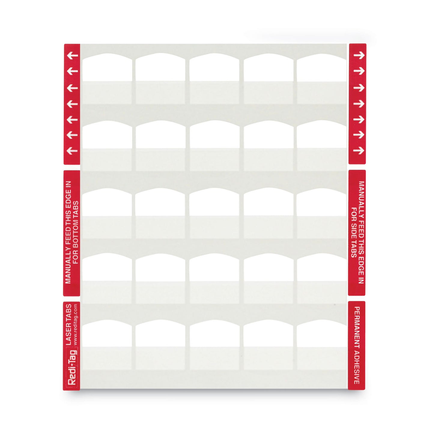 Redi-Tag Laser Printable Index Tabs, 1/5-Cut, White, 1.13" Wide, 100/Pack (33117)