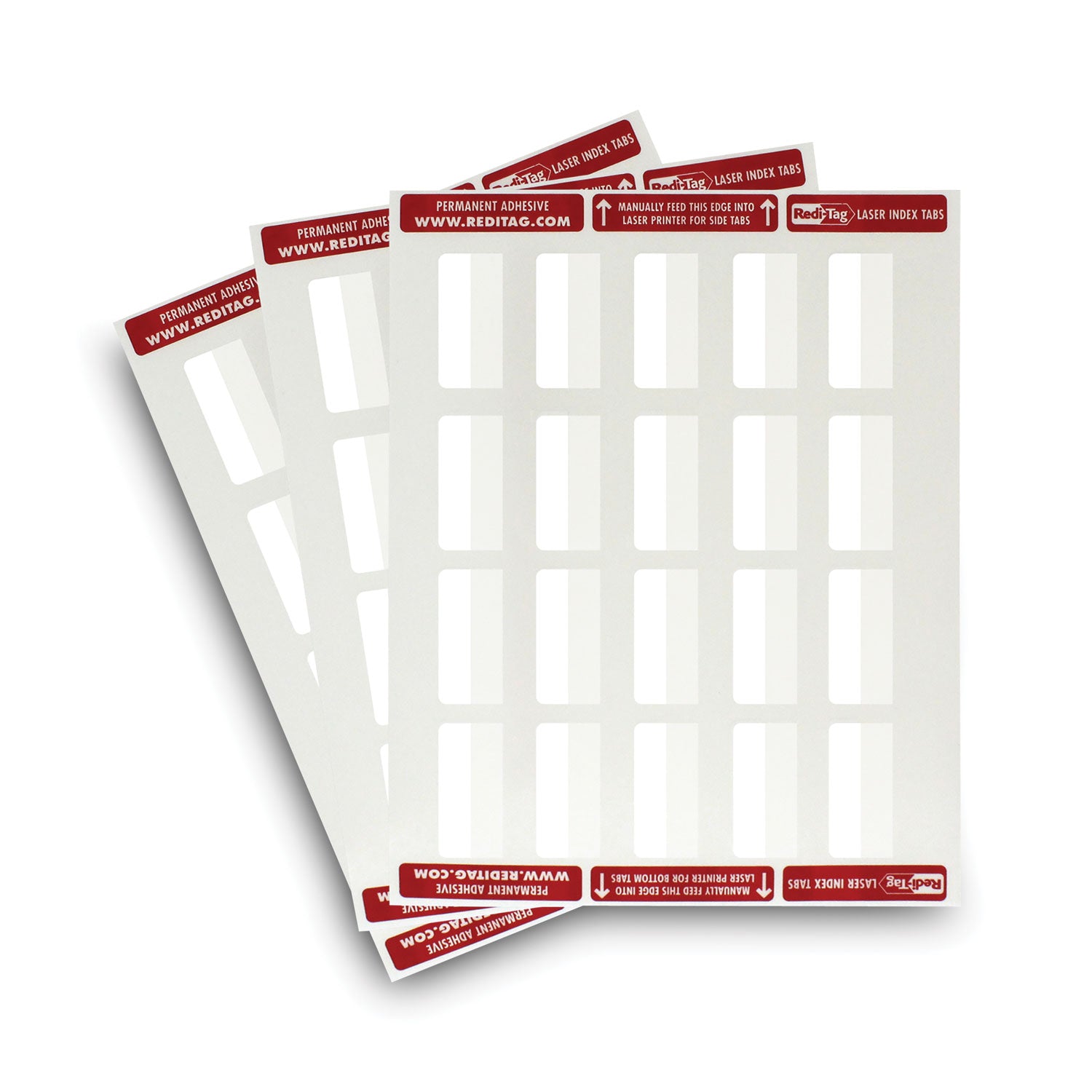 Redi-Tag Laser Printable Index Tabs, 1/5-Cut, White, 2" Wide, 300/Pack (39170)