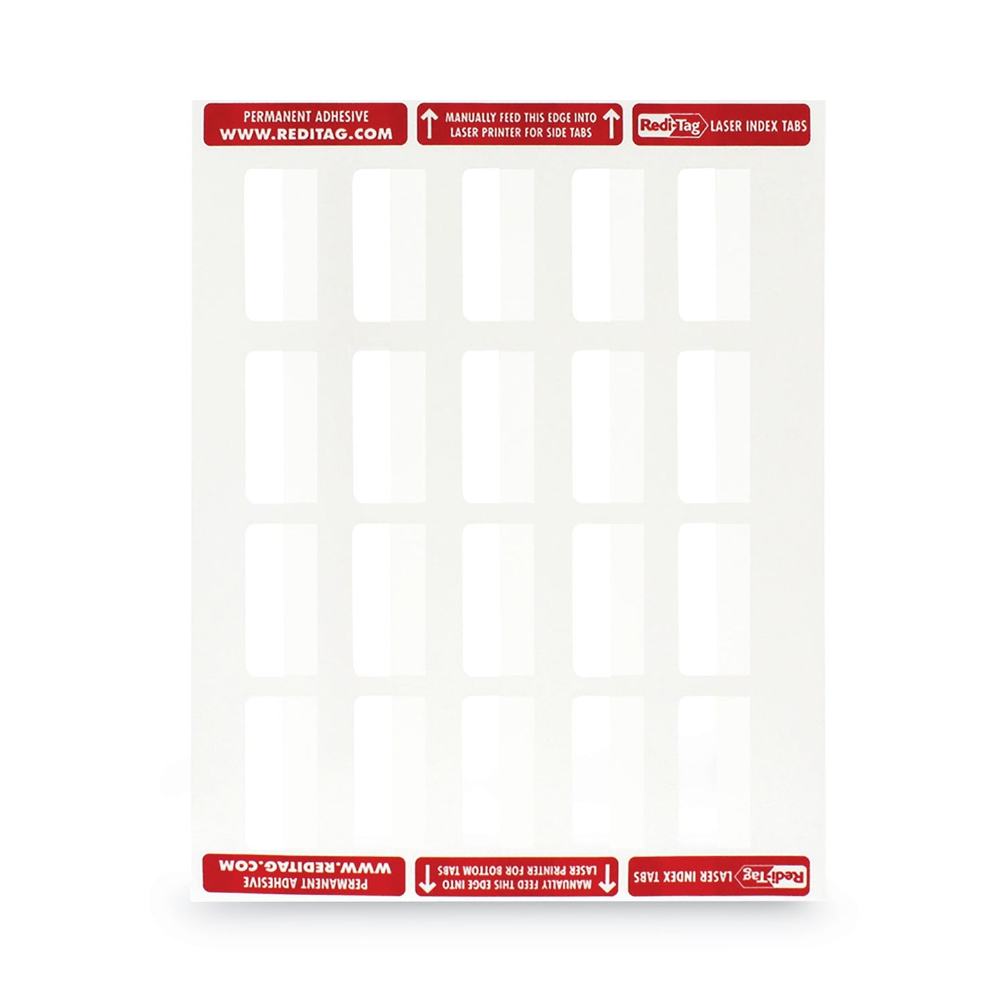 Redi-Tag Laser Printable Index Tabs, 1/5-Cut, White, 2" Wide, 300/Pack (39170)