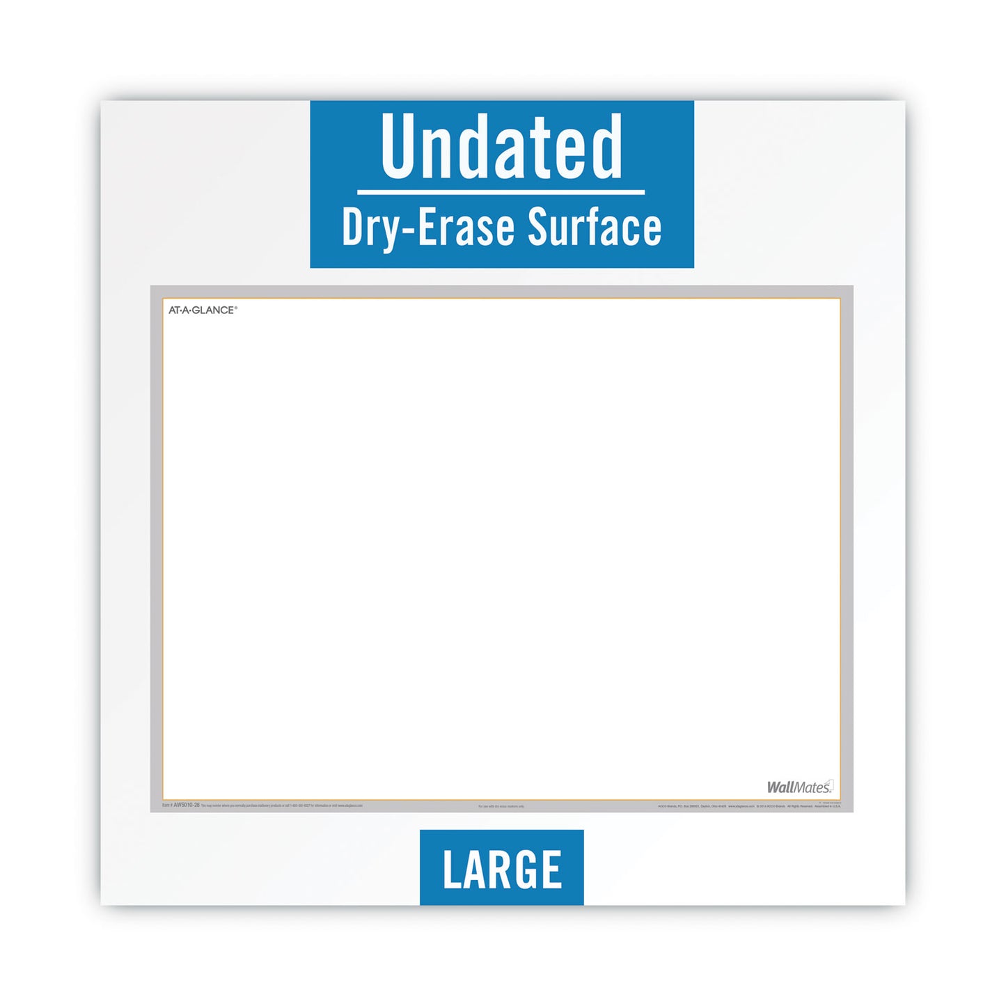 AT-A-GLANCE WallMates Self-Adhesive Dry Erase Writing/Planning Surface, 36 x 24, White/Gray/Orange Sheets, Undated (AW601028)