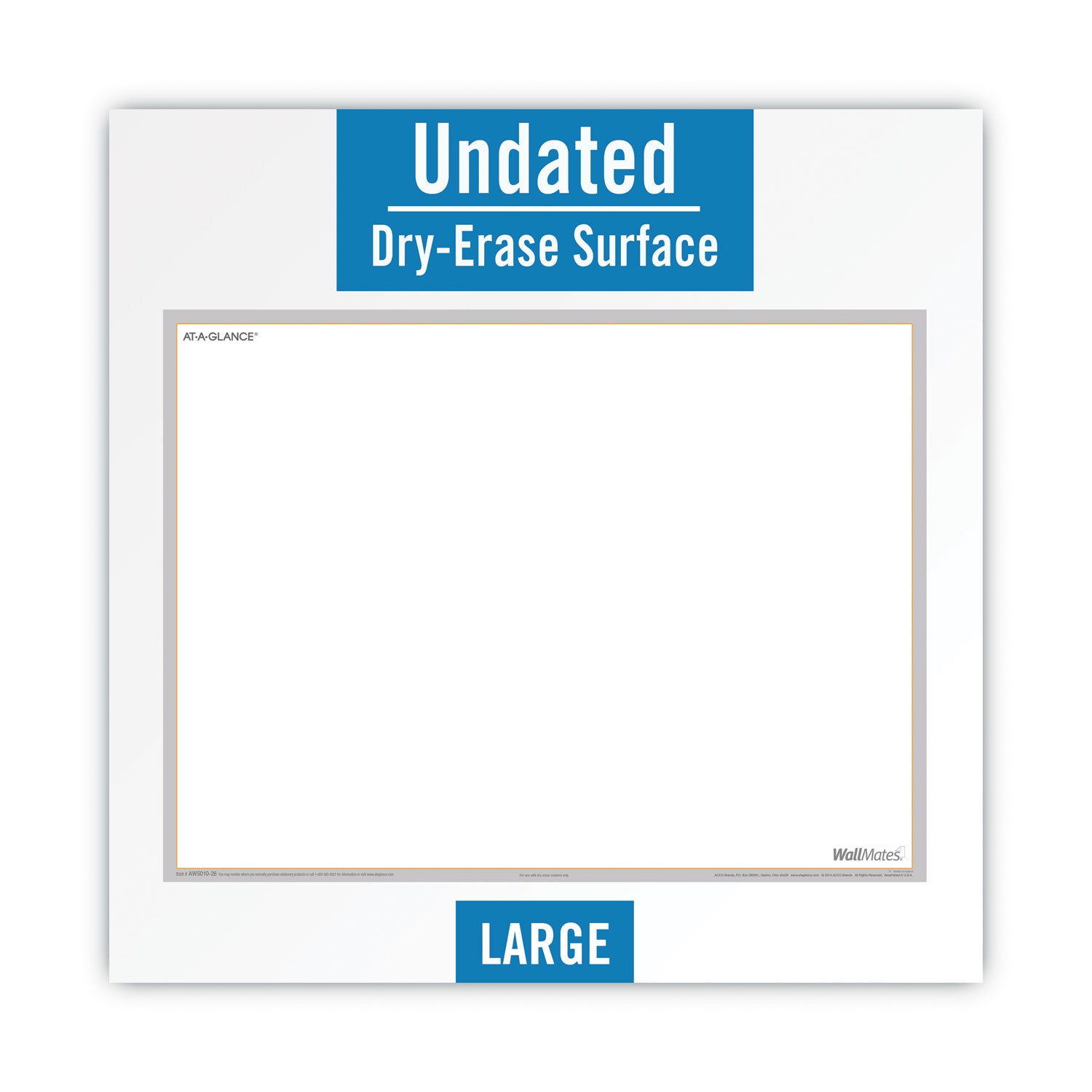 AT-A-GLANCE WallMates Self-Adhesive Dry Erase Writing/Planning Surface, 36 x 24, White/Gray/Orange Sheets, Undated (AW601028)